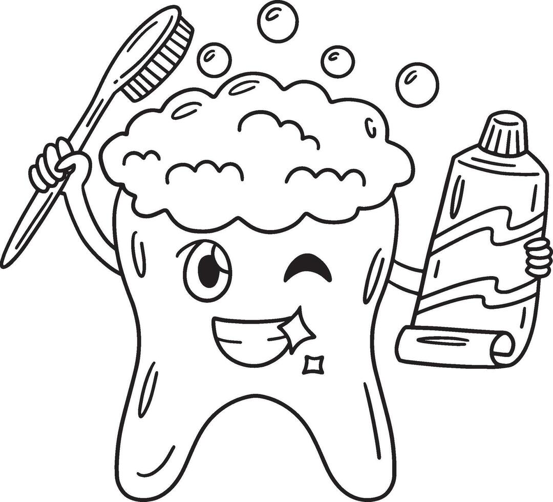dente Tenere spazzola dentifricio isolato colorazione vettore