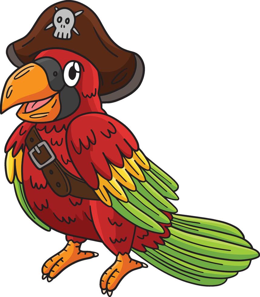 pirata pappagallo cartone animato colorato clipart illustrazione vettore