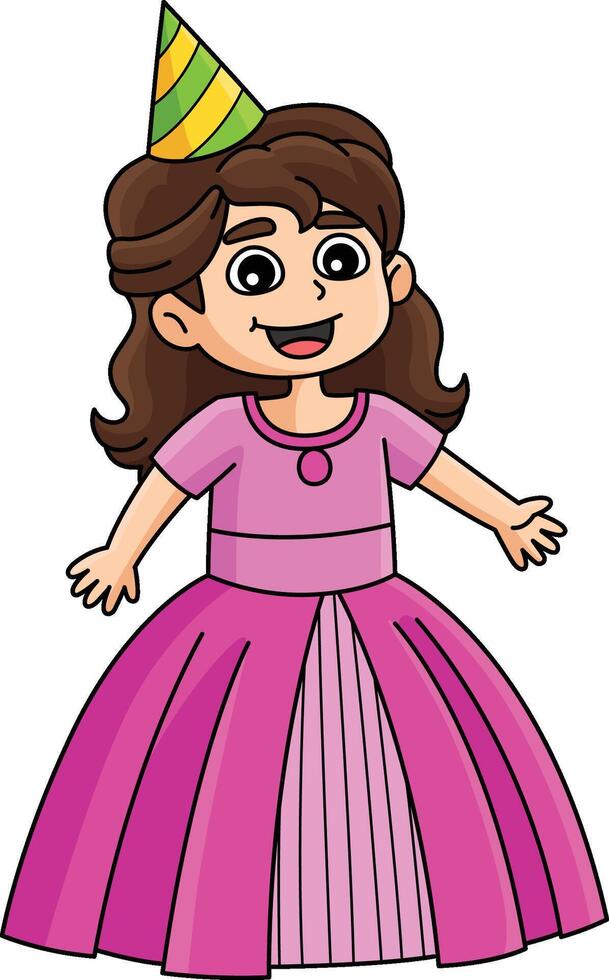 contento compleanno Principessa cartone animato colorato clipart vettore