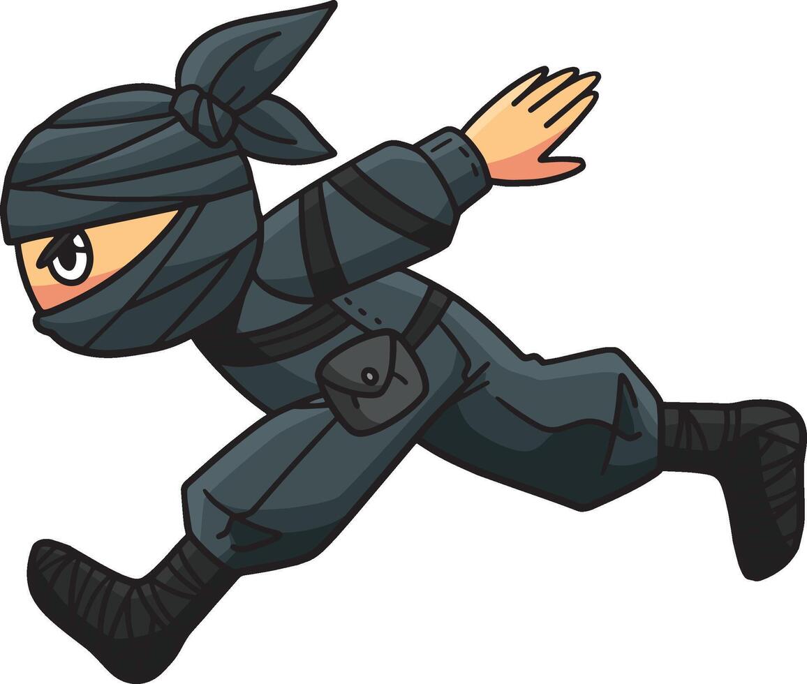 ninja in esecuzione cartone animato colorato clipart illustrazione vettore