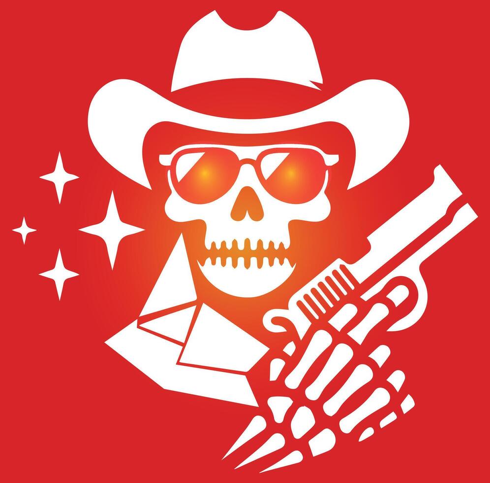 cowboy cranio con pistola vettore, modello illustrazione, per sfondi e tessuti, sfondo vettore