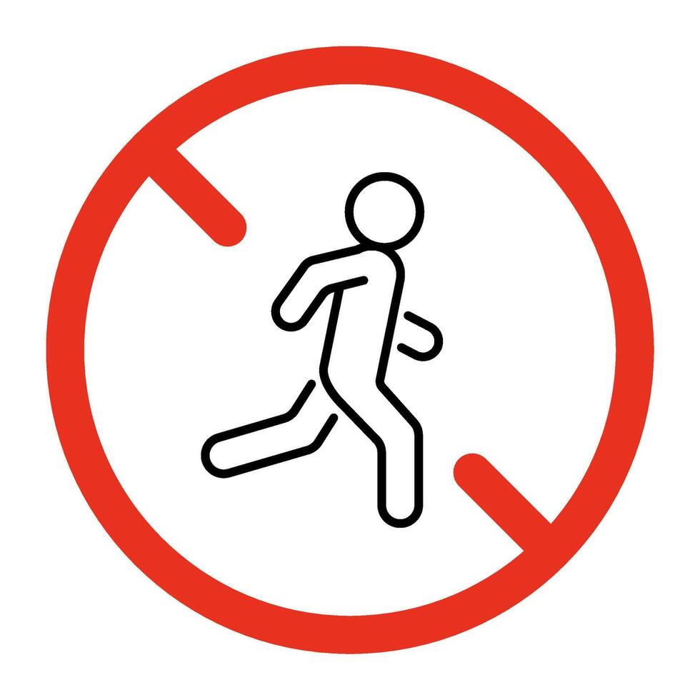 Proibito correre di persona, linea Pericolo icona. simbolo in esecuzione di umano proibito. restrizione attivo in movimento. vettore cartello