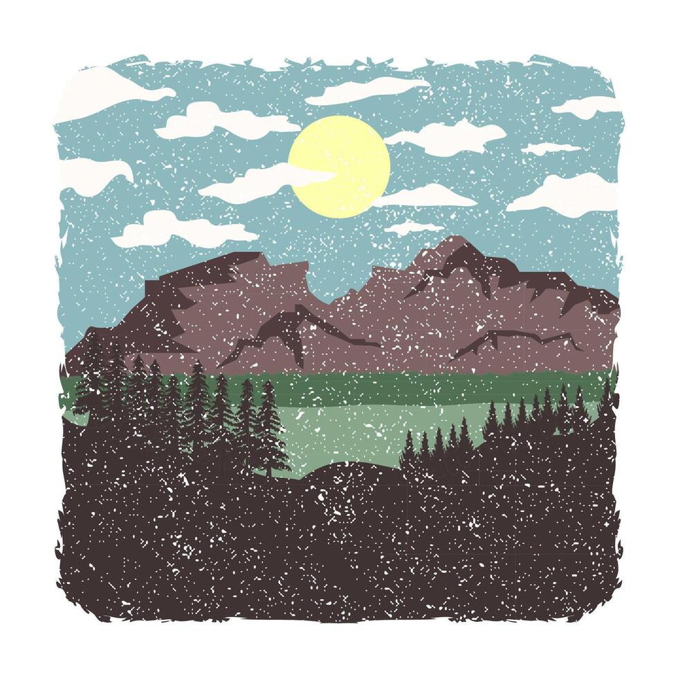 avventura montagna Vintage ▾ natura grunge strutturato illustrazione vettore