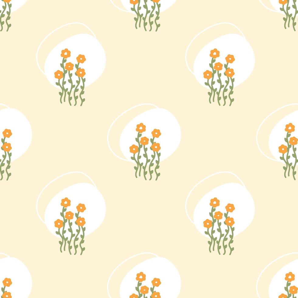 senza soluzione di continuità modello con arancia fiori e astratto macchie su beige sfondo. di stagione primavera e estate modelli per moderno minimalista confezione design. vettore