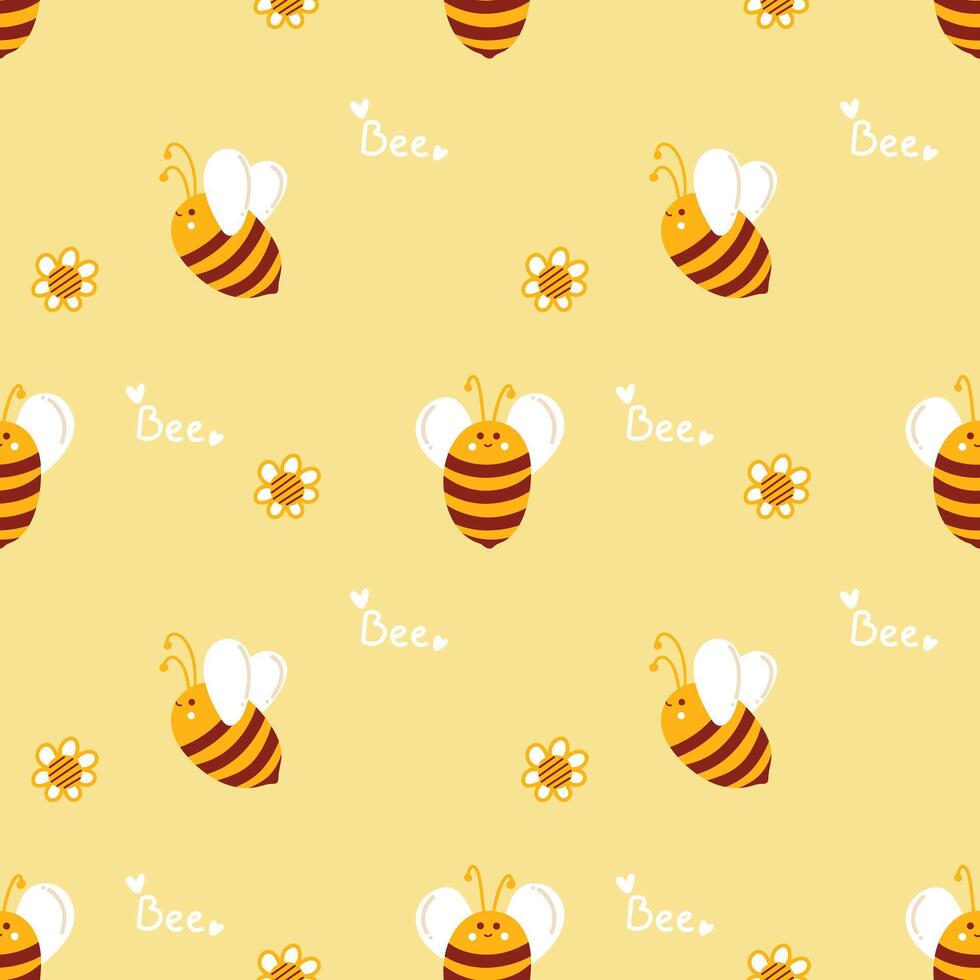 miele modello con api per apicoltori e miele prodotti. carino estate giallo modello con api raccolta Miele. minimalista piatto posare design per cibo confezione e apicoltura design vettore