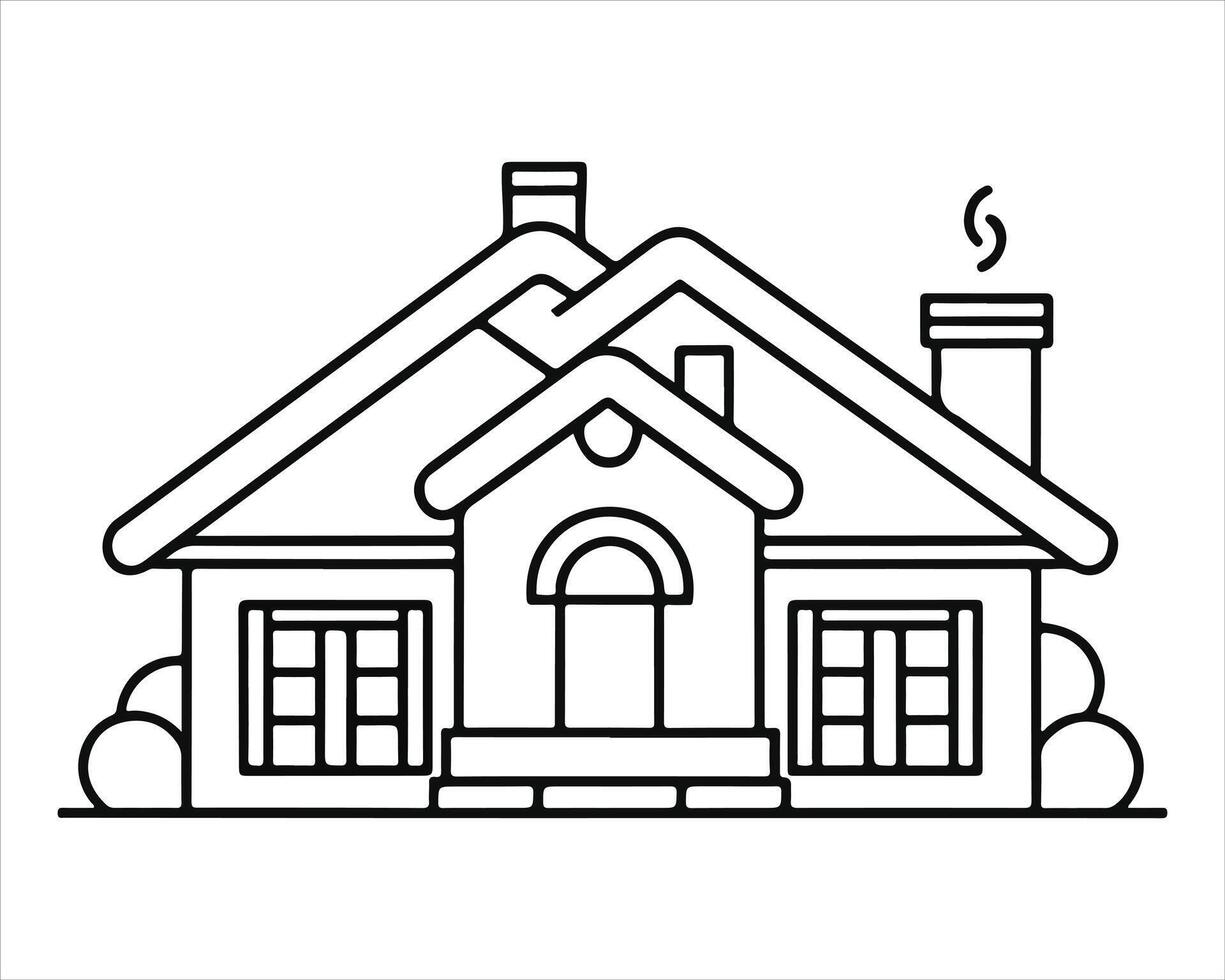 Casa icona impostato disegnato di mani vettore illustrazione su bianca sfondo