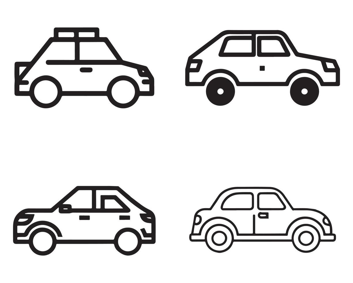 auto icona impostato su bianca vettore su bianca sfondo azione illustrazione