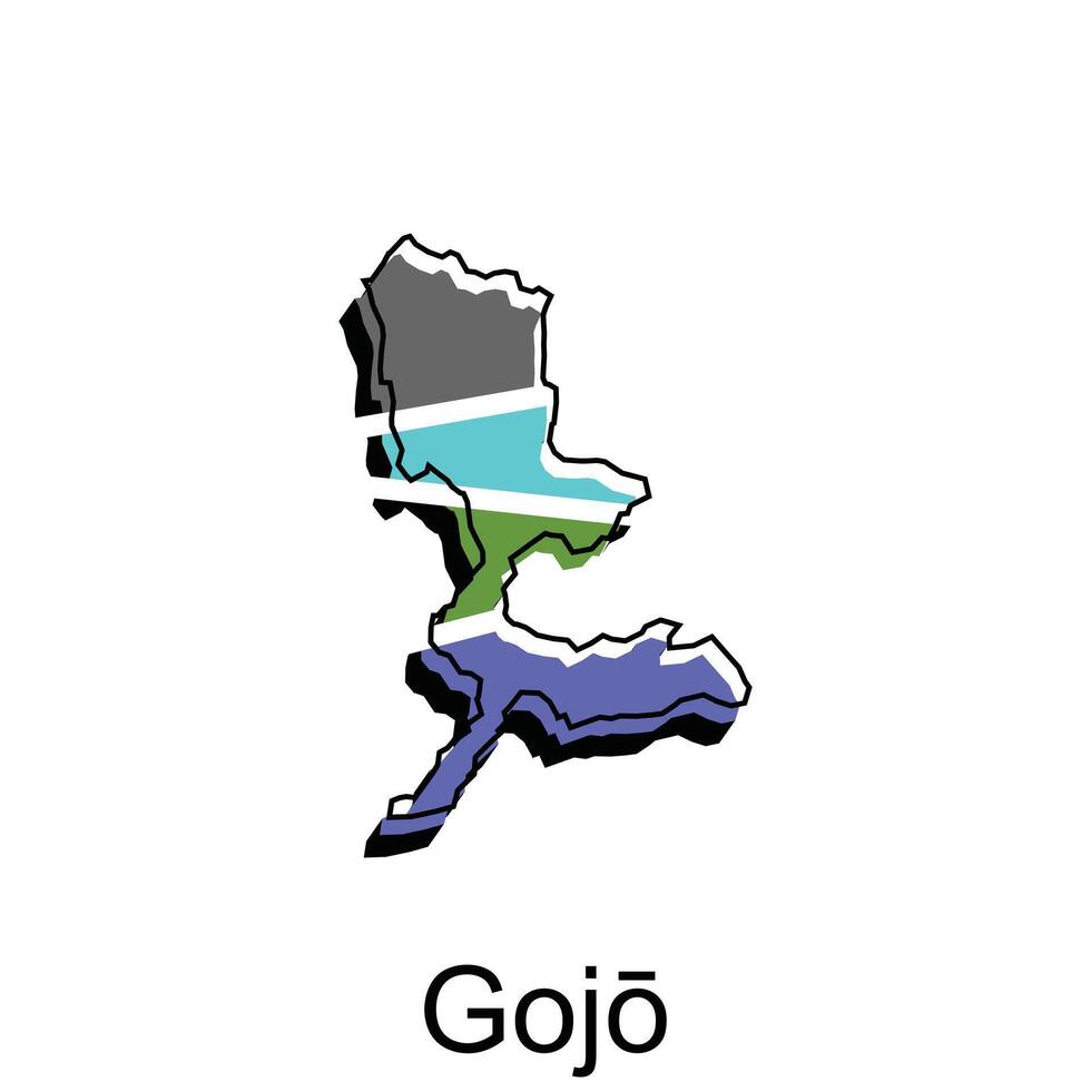 carta geografica gojo città di Giappone nazione, Asia carta geografica logo nel colorato stile design per il tuo azienda vettore