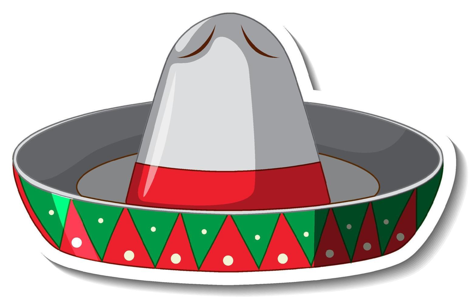 adesivo cartone animato cappello messicano vettore