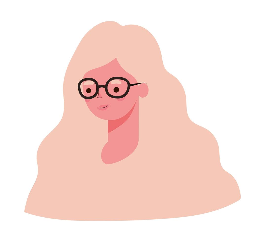 testa di cartone animato donna bionda con disegno vettoriale di occhiali