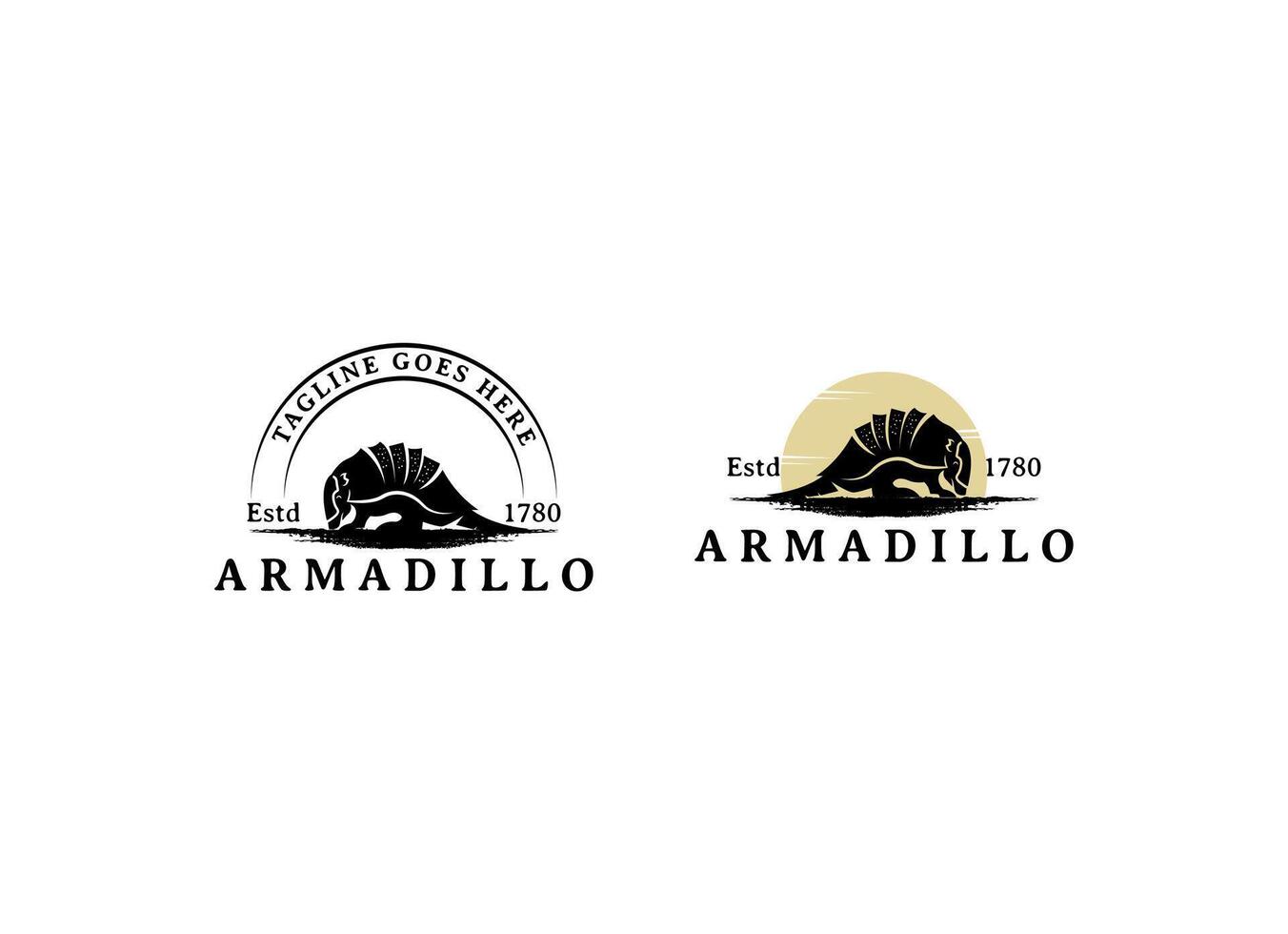 armadillo fricchettone Vintage ▾ logo vettore icona illustrazione