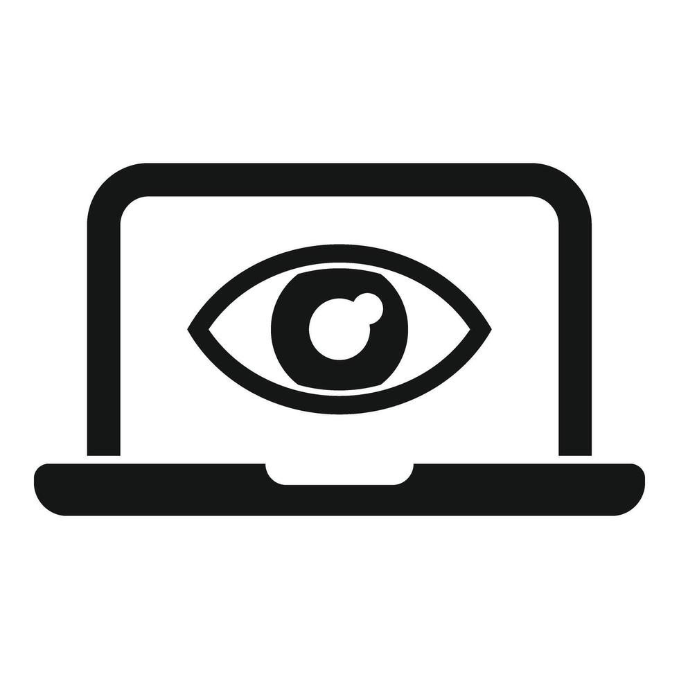 assicurato guardia occhio il computer portatile icona semplice vettore. fermare furto vettore