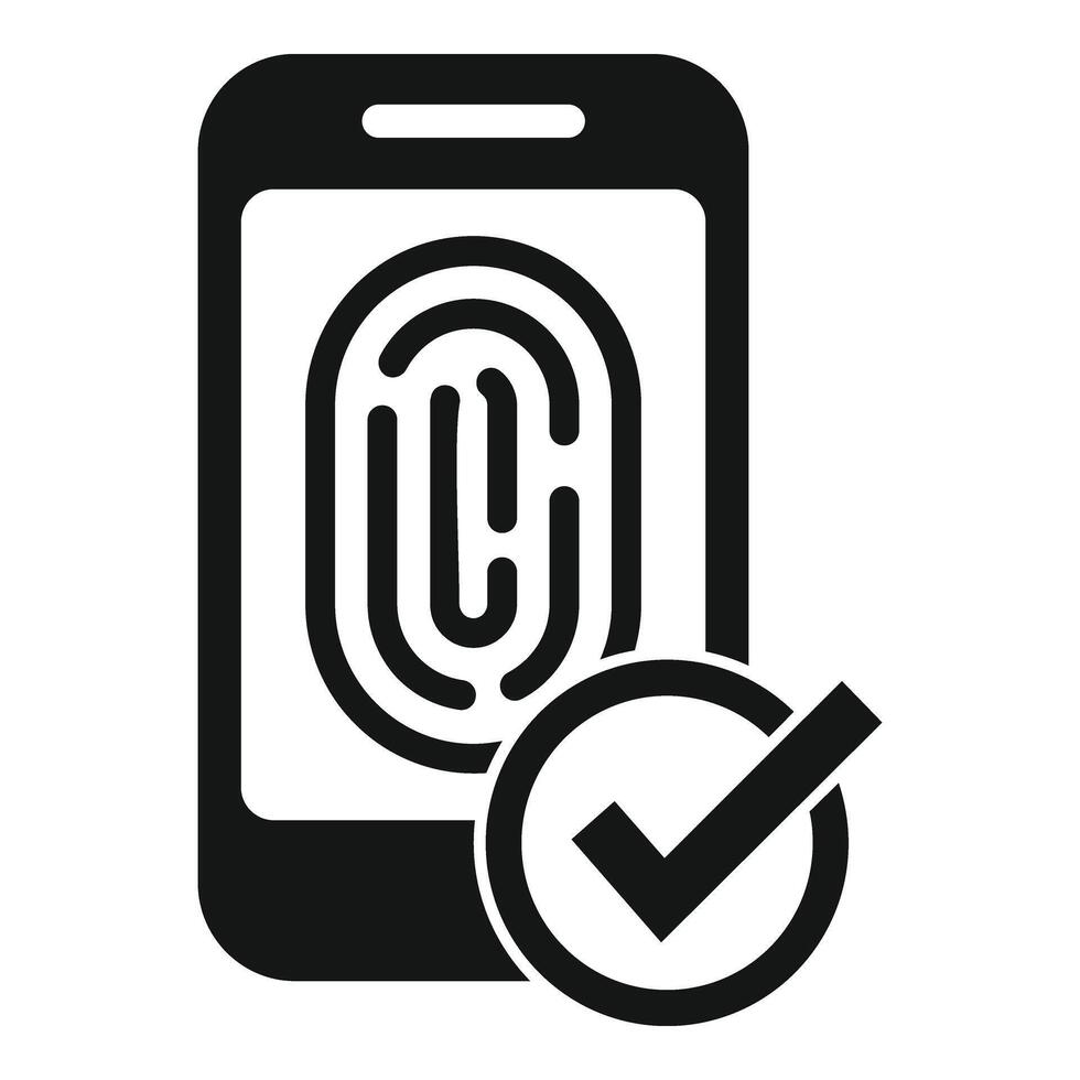 Telefono accesso impronta digitale icona semplice vettore. scansione umano vita privata vettore