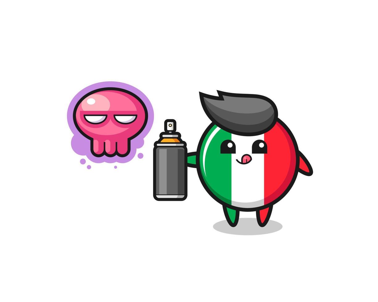 cartone animato bandiera italia fare un graffito con una vernice spray vettore