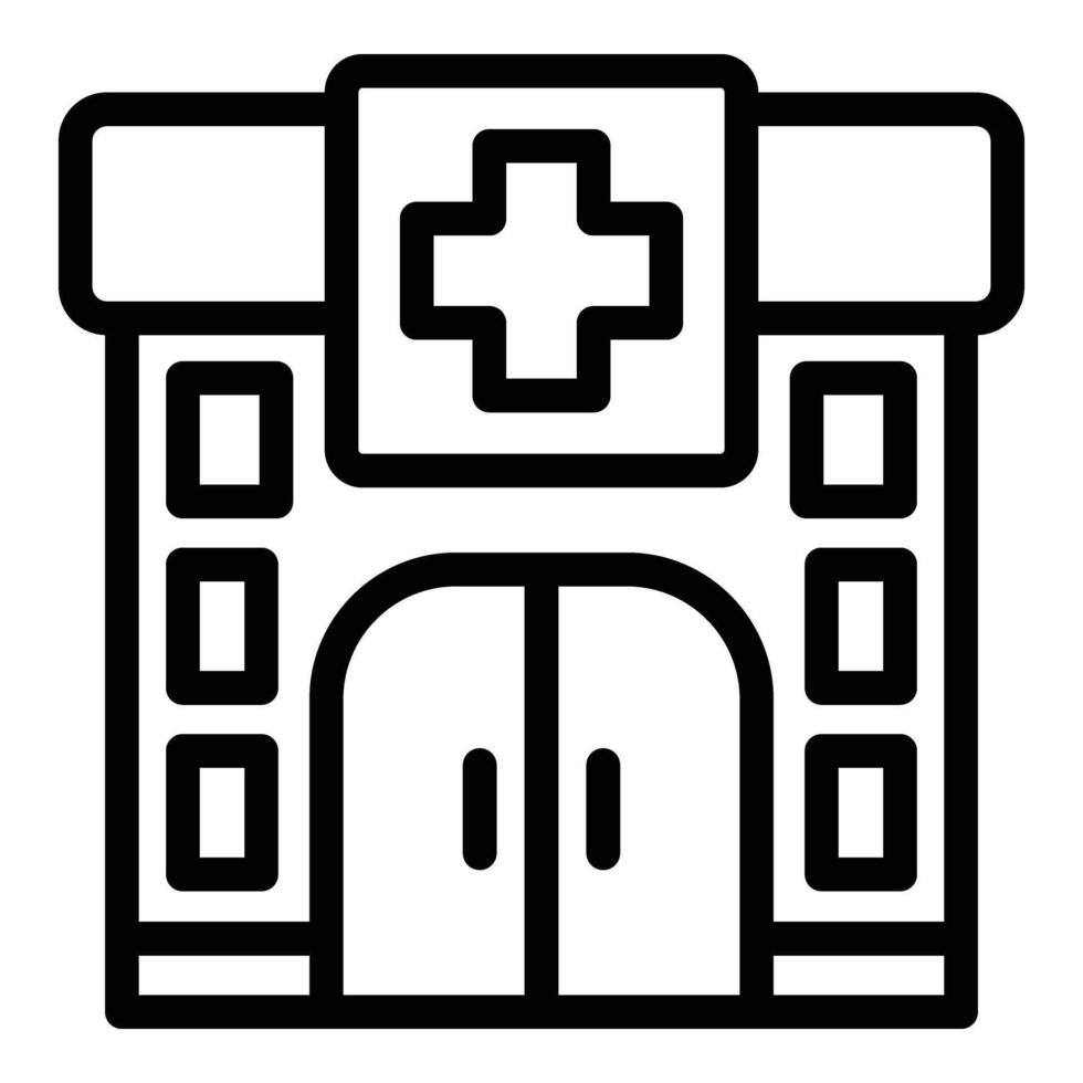 ospedale edificio icona schema vettore. medicina paziente vettore