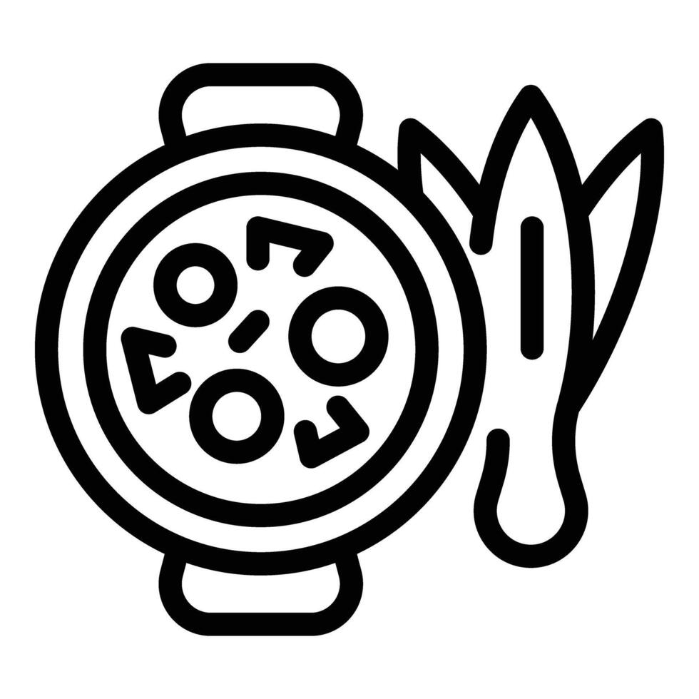 di spessore borsch piatto icona schema vettore. tradizionale pranzo la minestra vettore