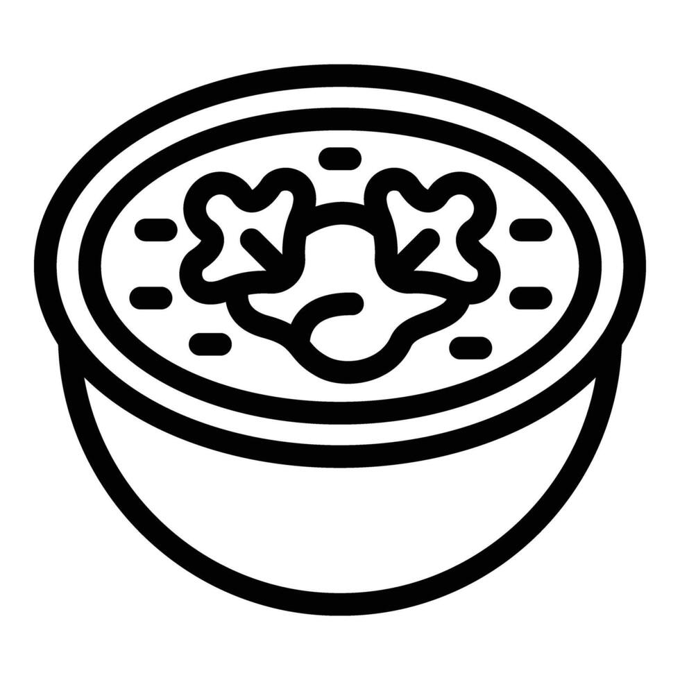 fatti in casa delizioso borsch piatto icona schema vettore. tradizionale verdure borscht vettore