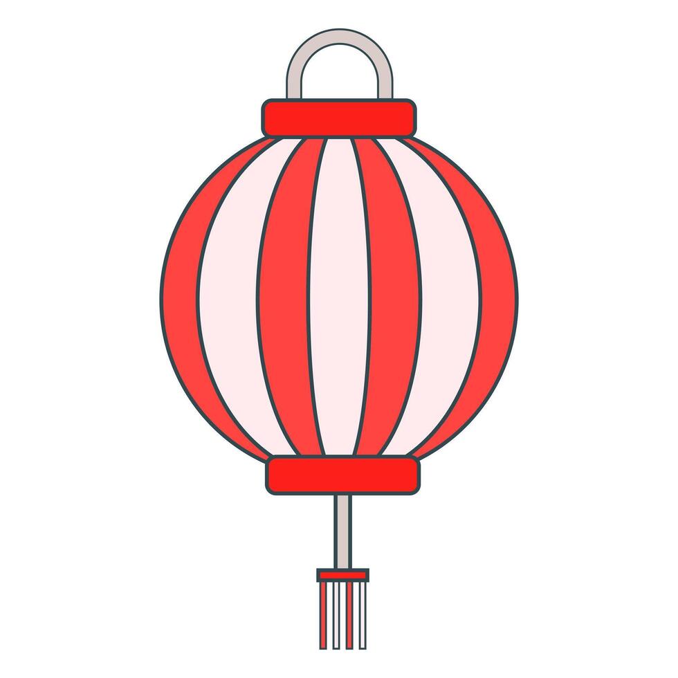 tradizionale lanterna. circolare e cilindrico rosso lanterne. design nel cartone animato stile elementi. vettore illustrazione