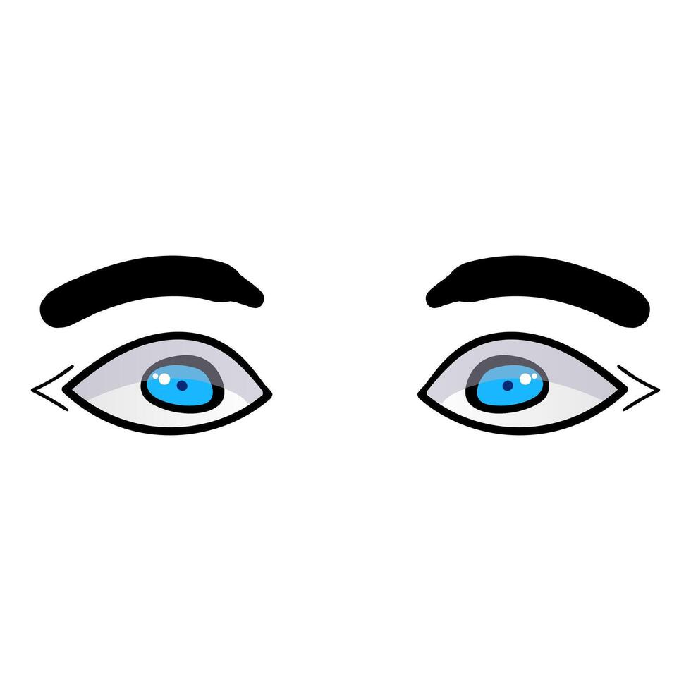 uomo blu occhi comico isolato su bianca sfondo. mano disegnato Aperto occhi vettore