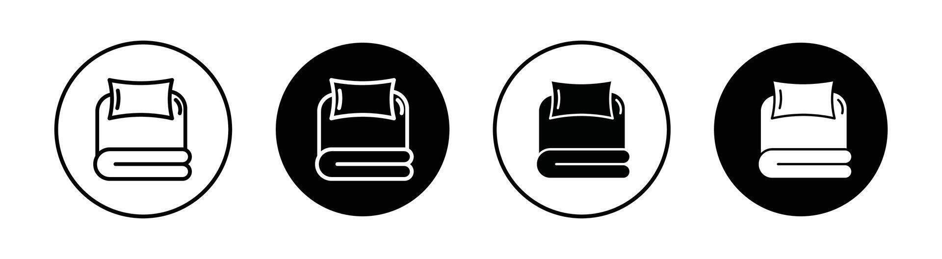 letto biancheria impostato con cuscini icona vettore