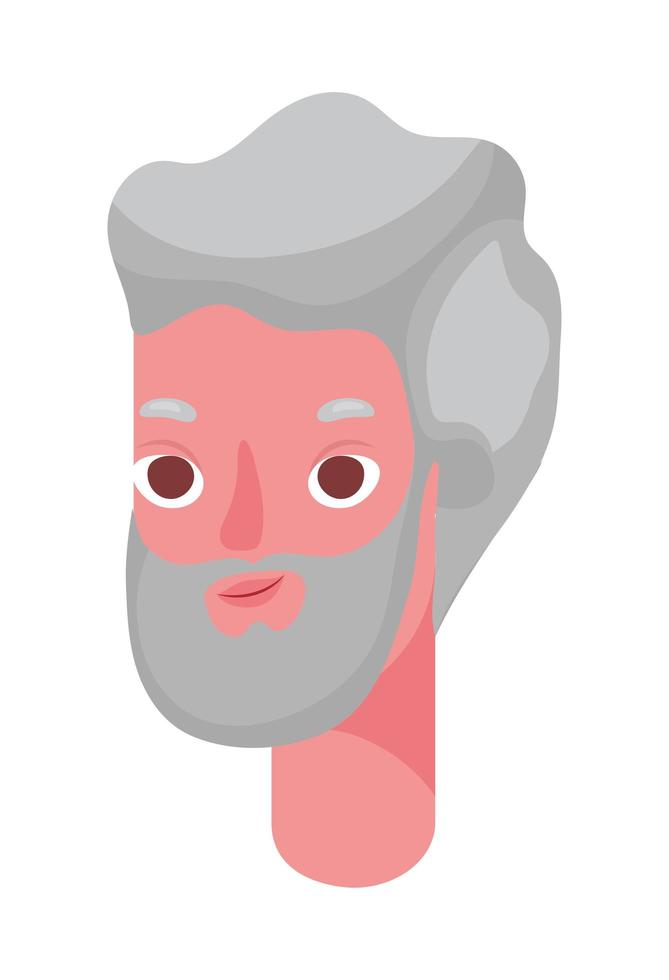testa di cartone animato uomo anziano con disegno vettoriale barba