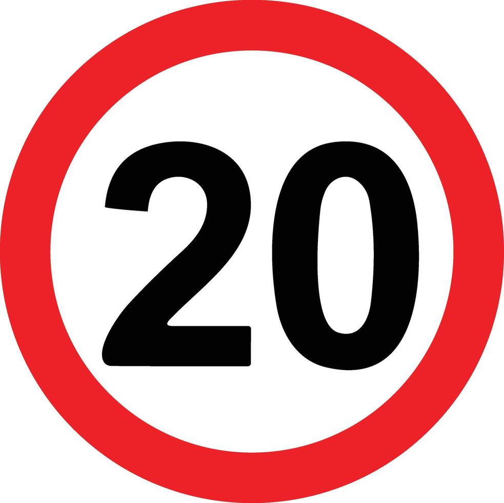 strada velocità limite 20 venti cartello. generico velocità limite cartello con nero numero e rosso cerchio. vettore illustrazione