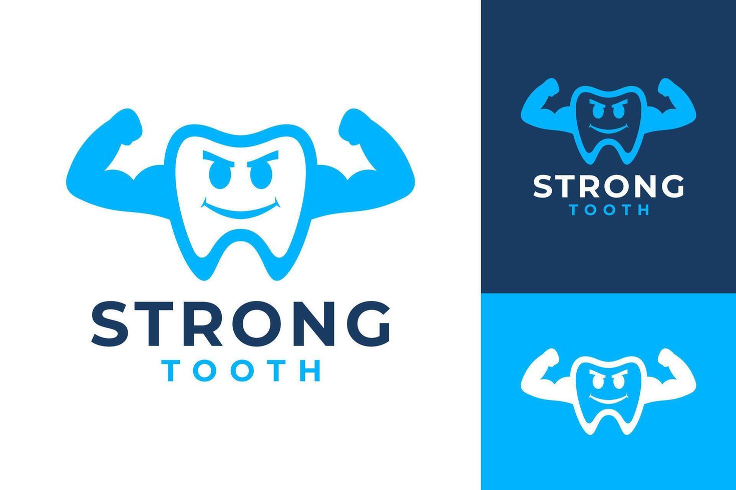 forte salutare denti dentista logo design vettore