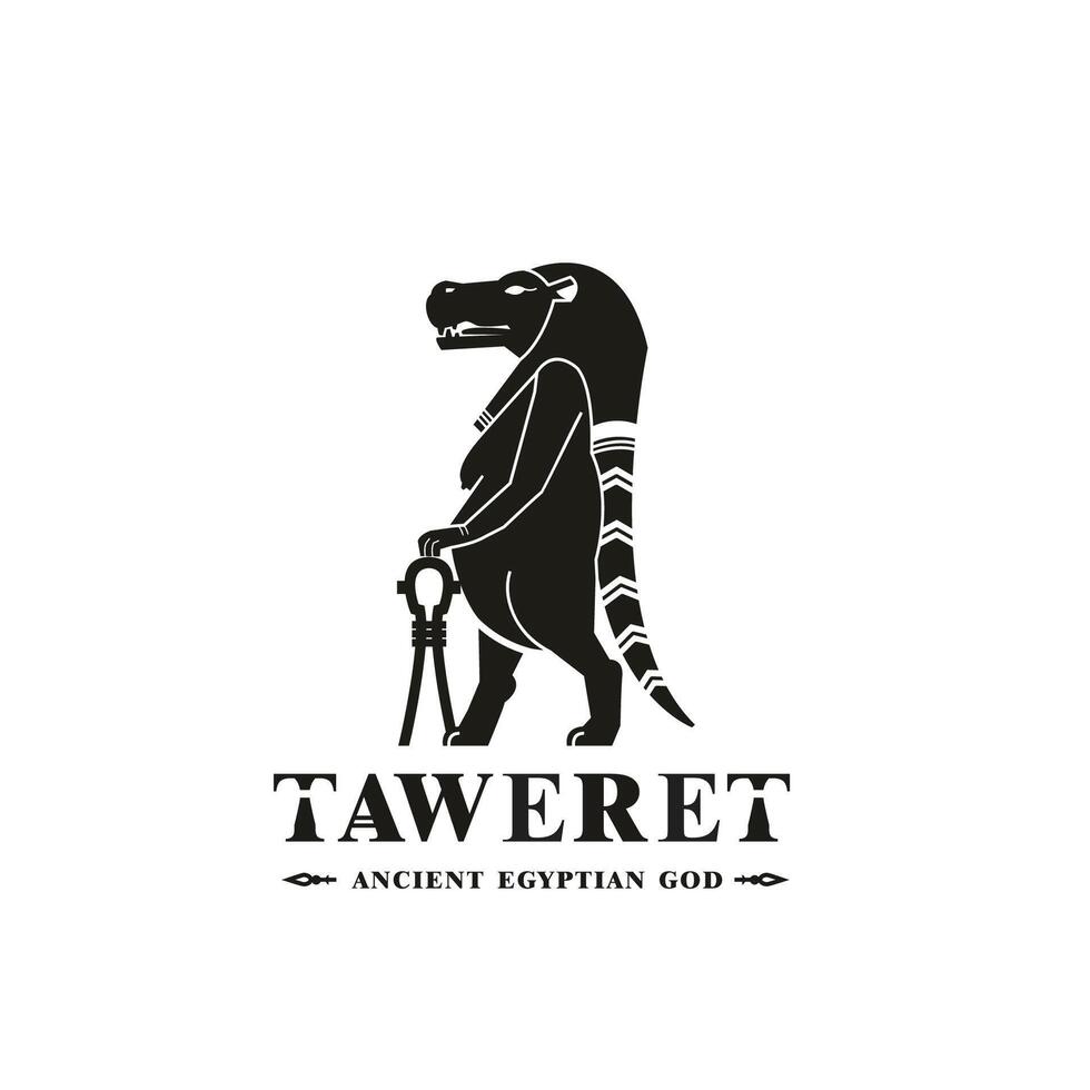 antico egiziano Dio taweret silhouette, mezzo est Dio logo vettore