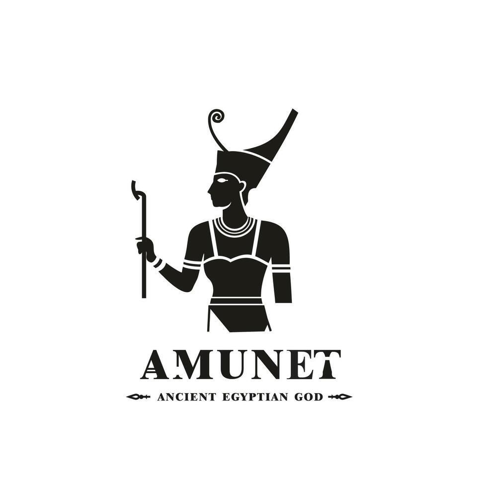 antico egiziano Dio amunet silhouette, mezzo est Dio logo vettore