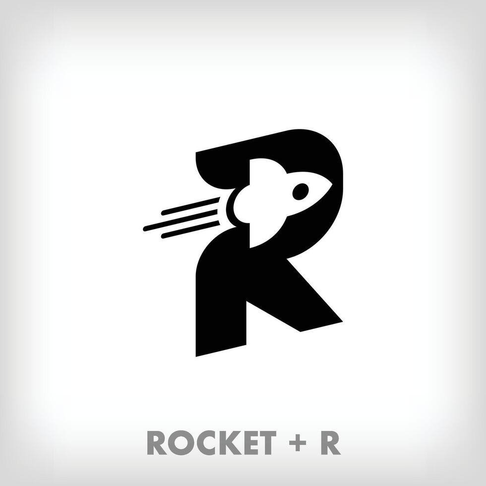 creativo razzo e lettera r combinazione logo. scienza e astronauta logo modello. vettore