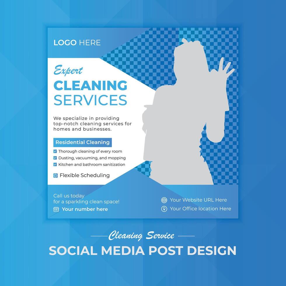 moderno e semplice pulizia servizio sociale media inviare design modello disposizione, sociale media vettore design modello. seminario web design