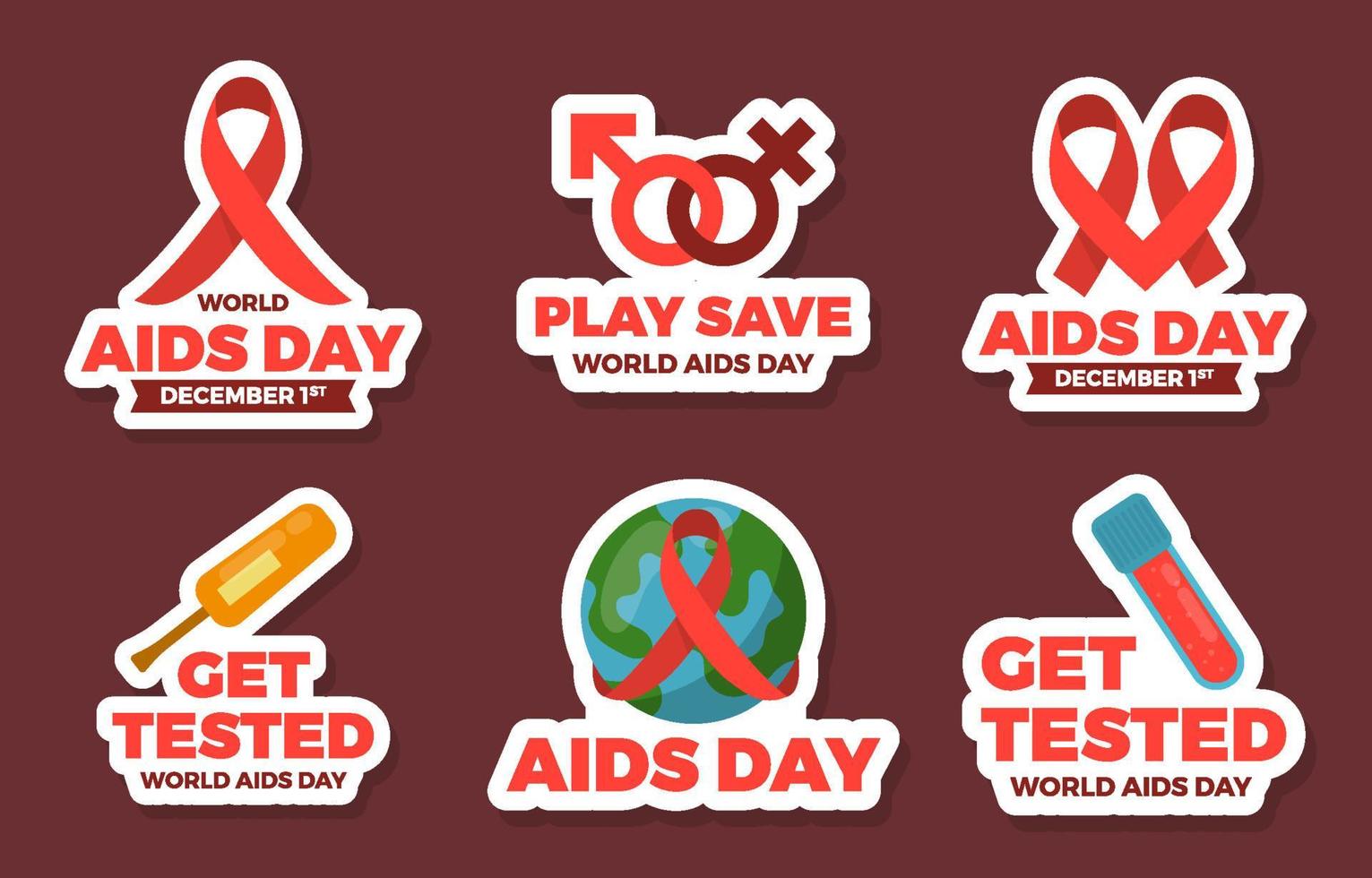 collezione di adesivi per la giornata mondiale dell'aids vettore
