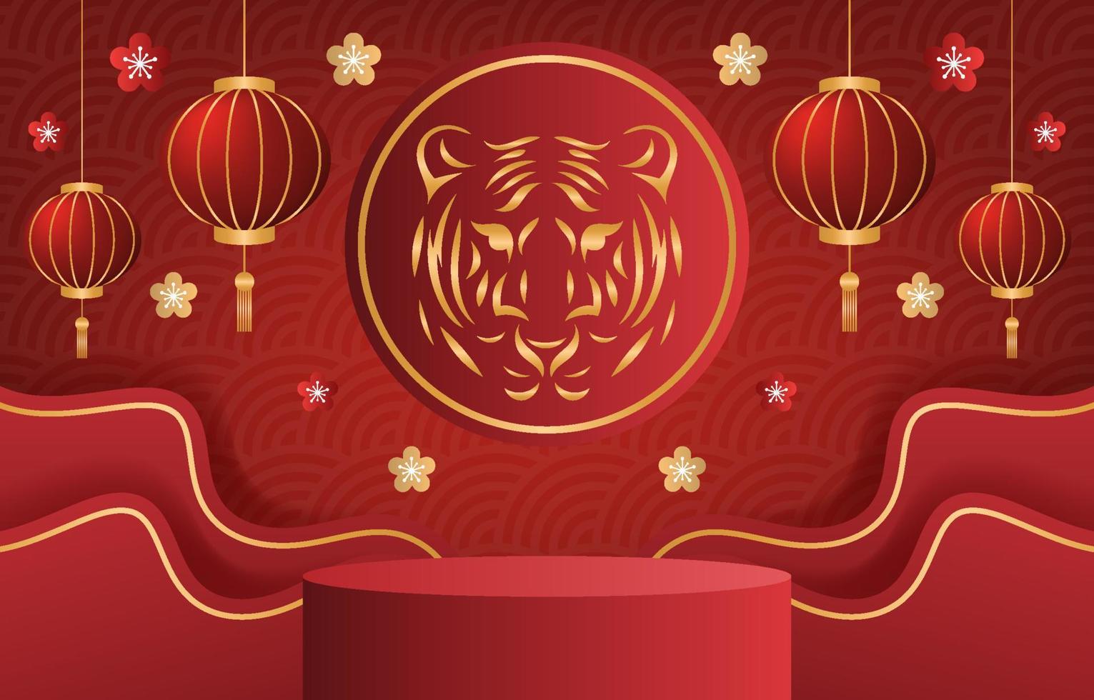 capodanno cinese dello sfondo della tigre vettore