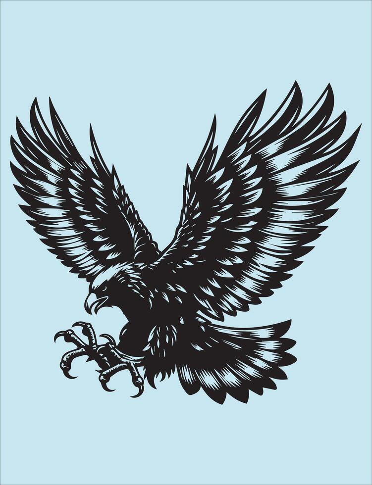 aquila tatuaggio design su blu sfondo vettore illustrazione