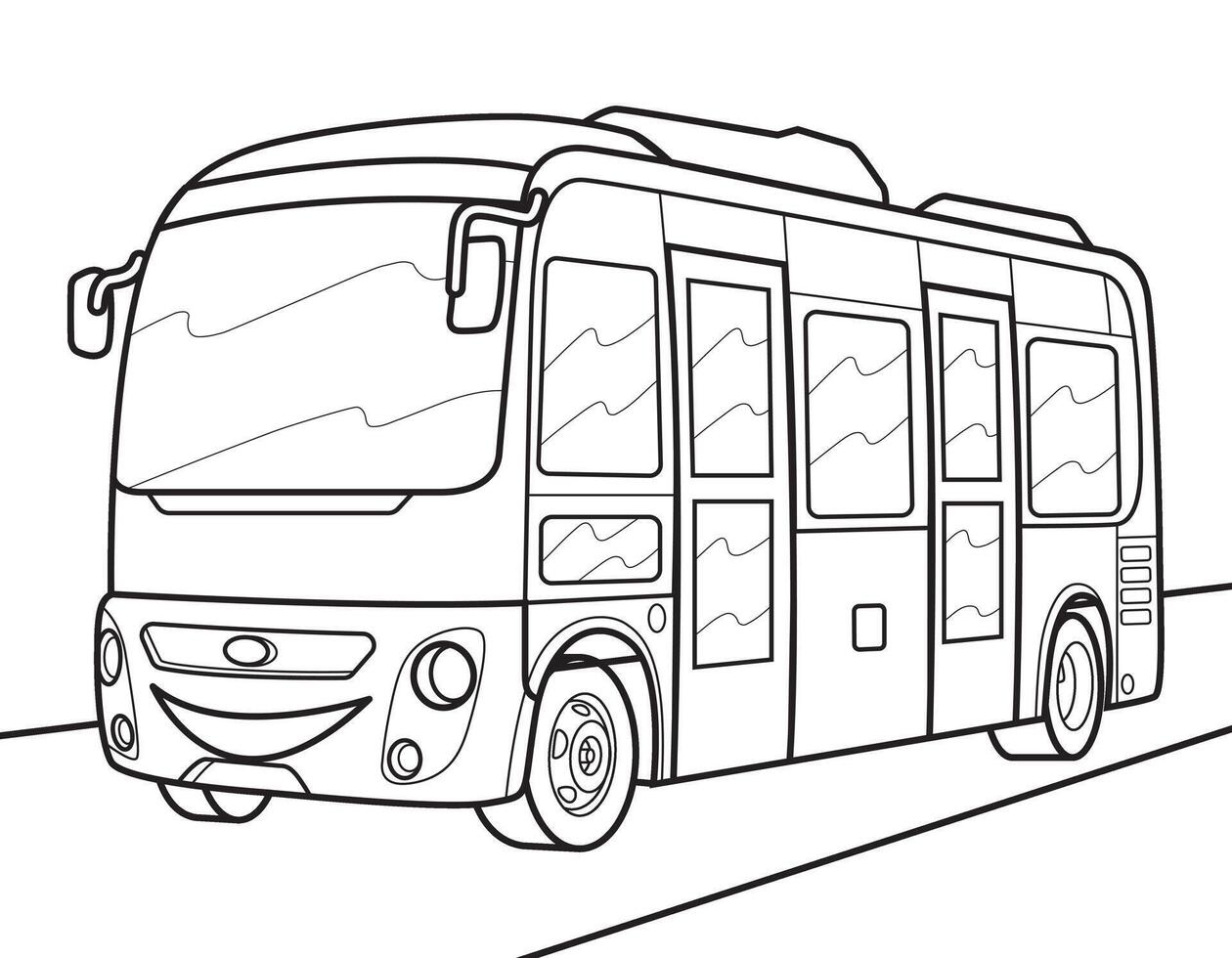 cartone animato autobus illustrazione. vettore autobus illustrazione per colorazione libro