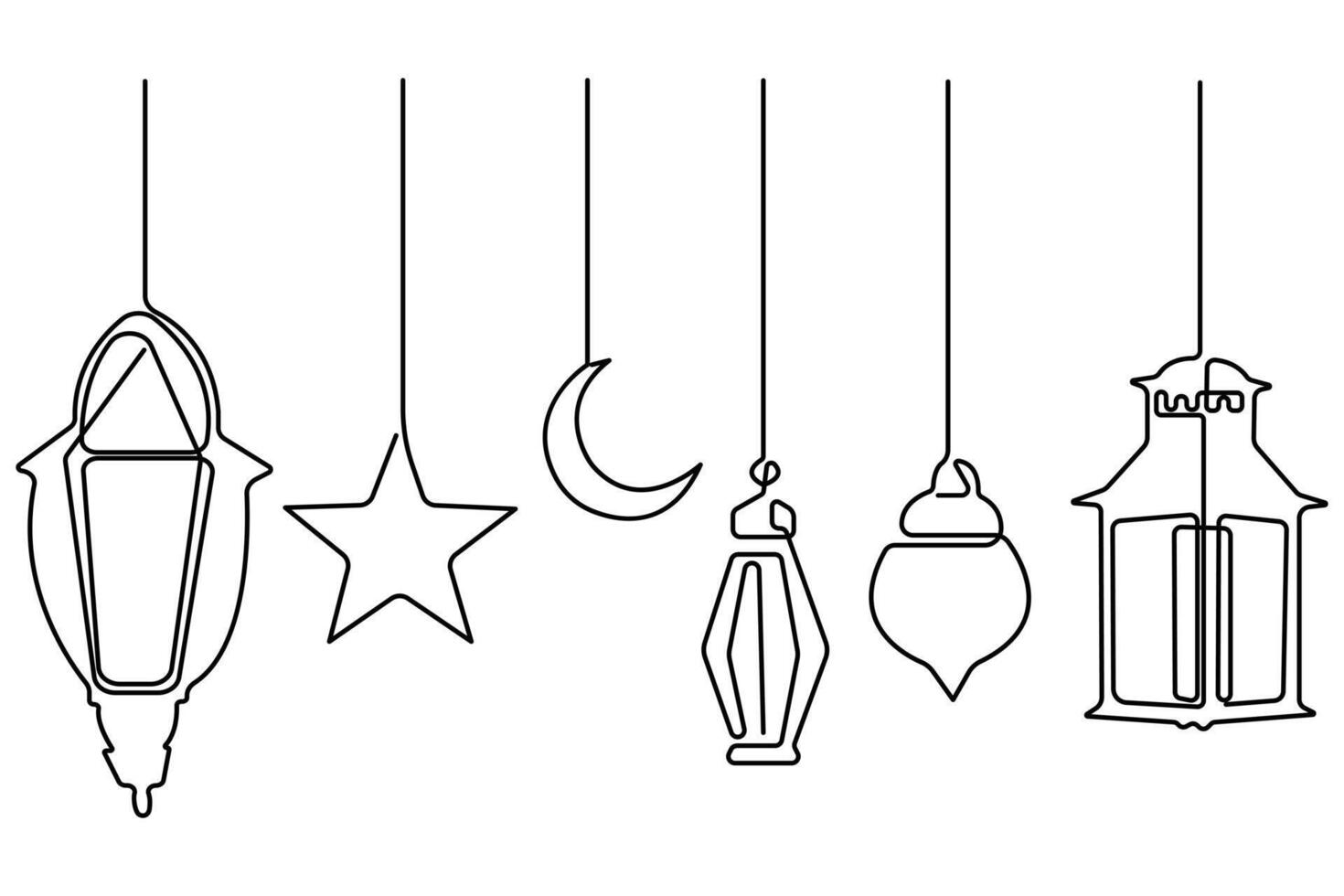 islamico decorazione concetto Ramadan kareem continuo uno linea arte disegno di eid mubarak vettore illustrazione