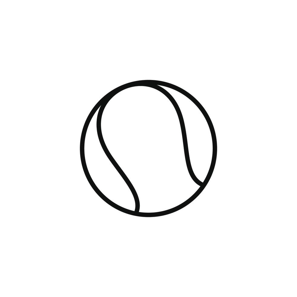 icona della linea della pallina da tennis isolata su priorità bassa bianca vettore
