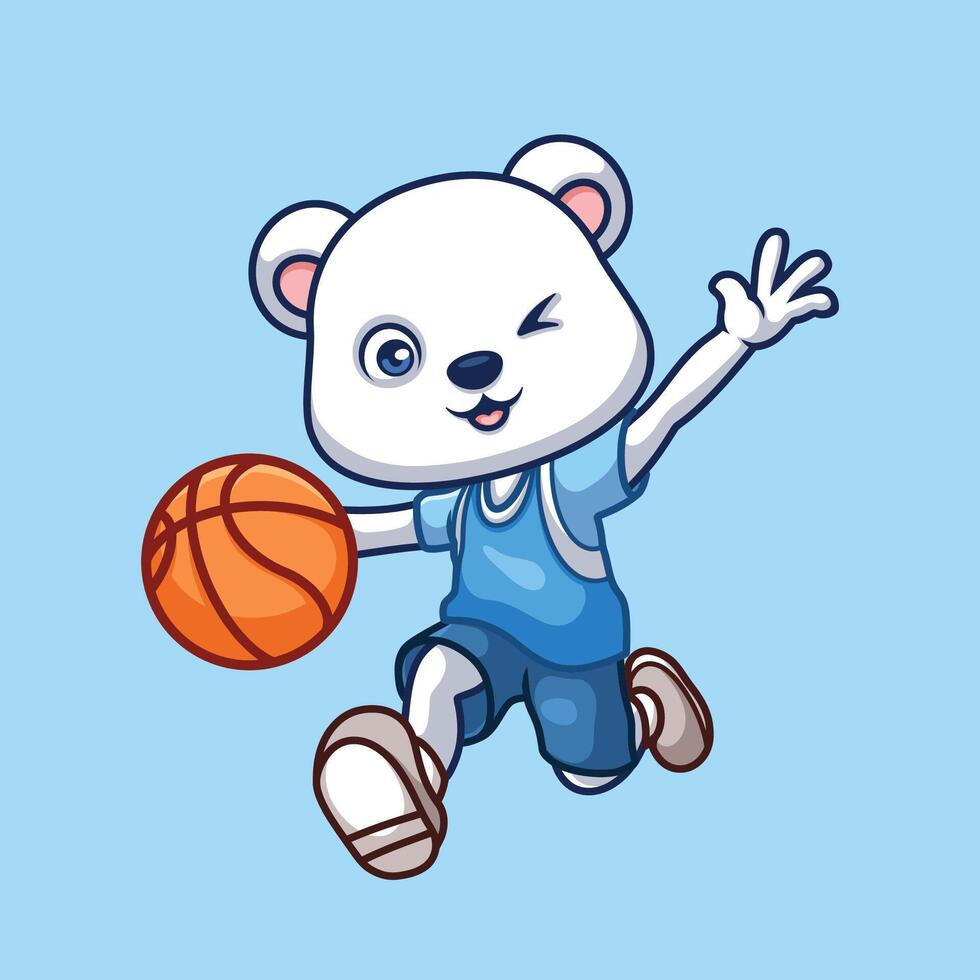 pallacanestro polare orso cartone animato vettore