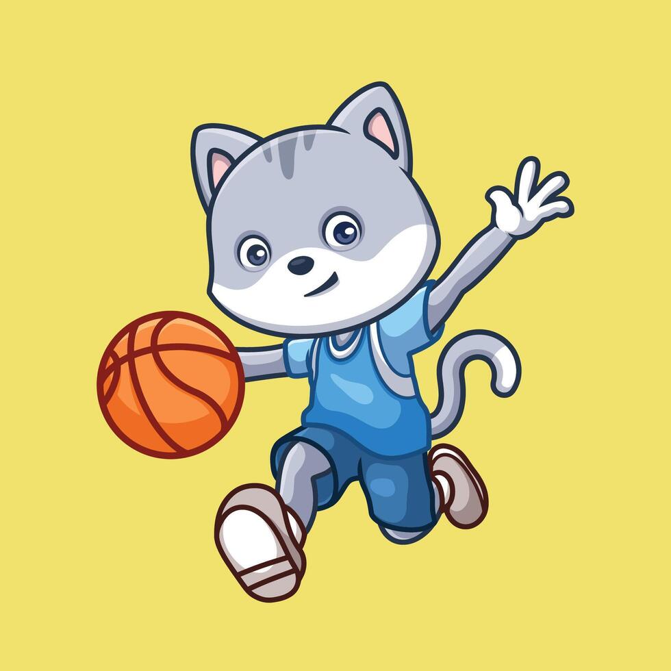 pallacanestro shiba inu cartone animato vettore