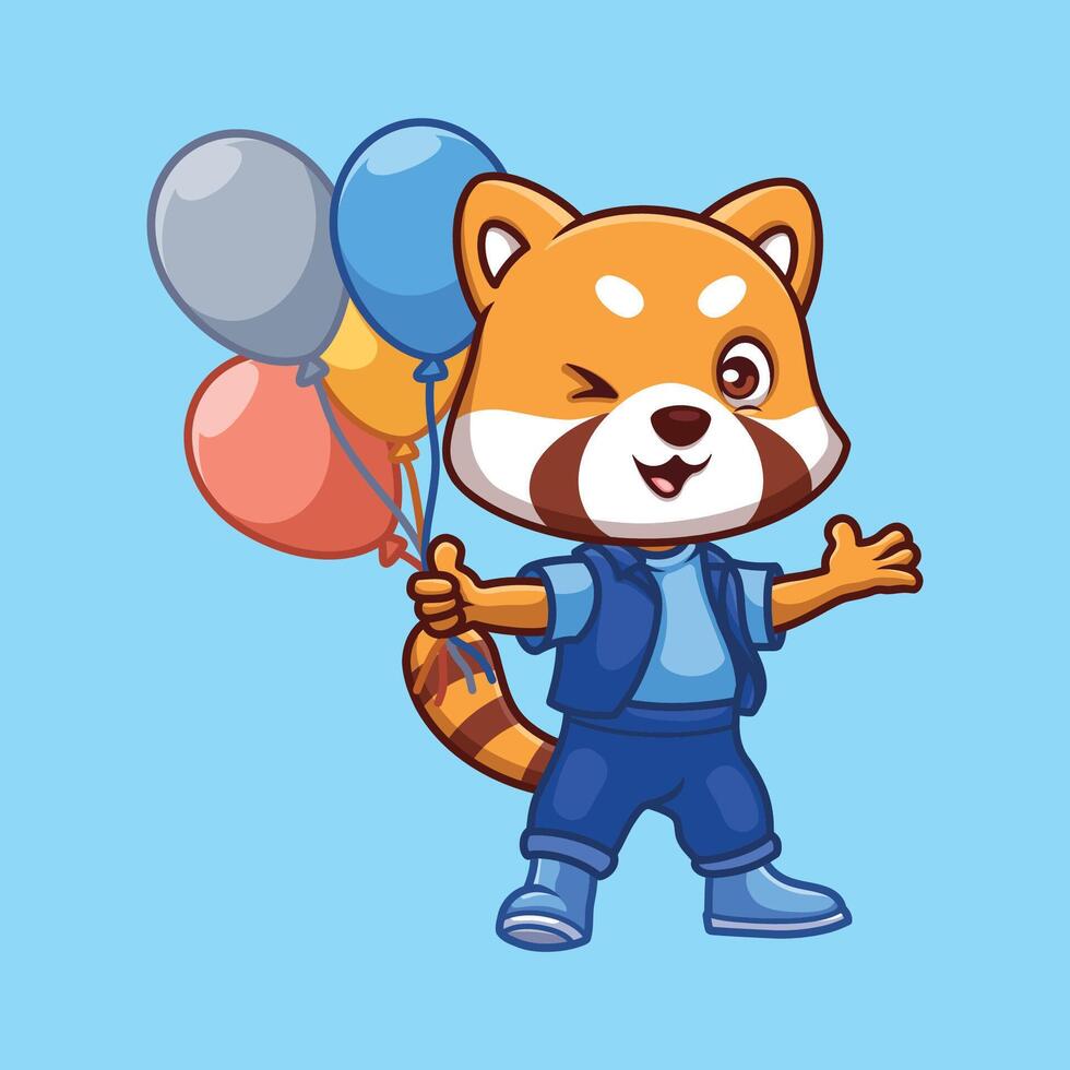 compleanno rosso panda cartone animato vettore