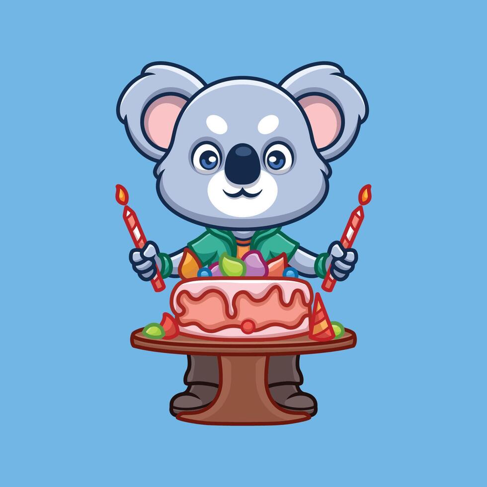 compleanno koala cartone animato personaggio vettore