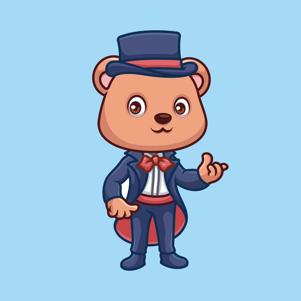 mago orso carino cartone animato personaggio vettore