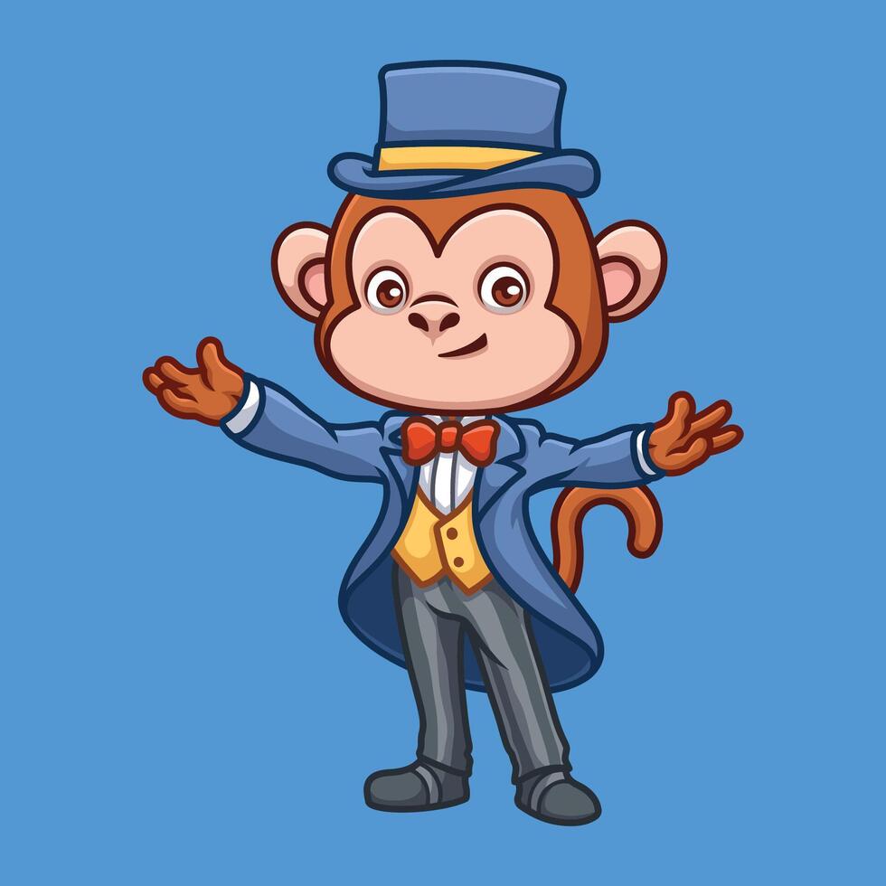 mago scimmia carino cartone animato vettore