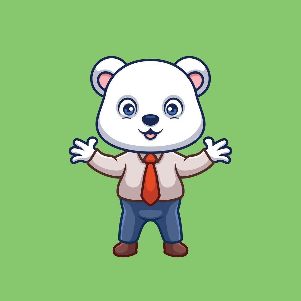 manager polare orso carino cartone animato vettore