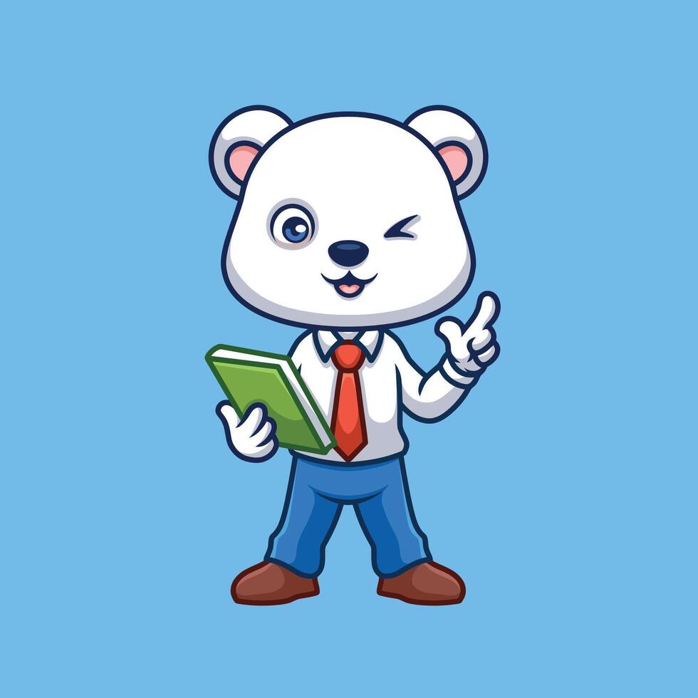 insegnante polare orso carino cartone animato vettore