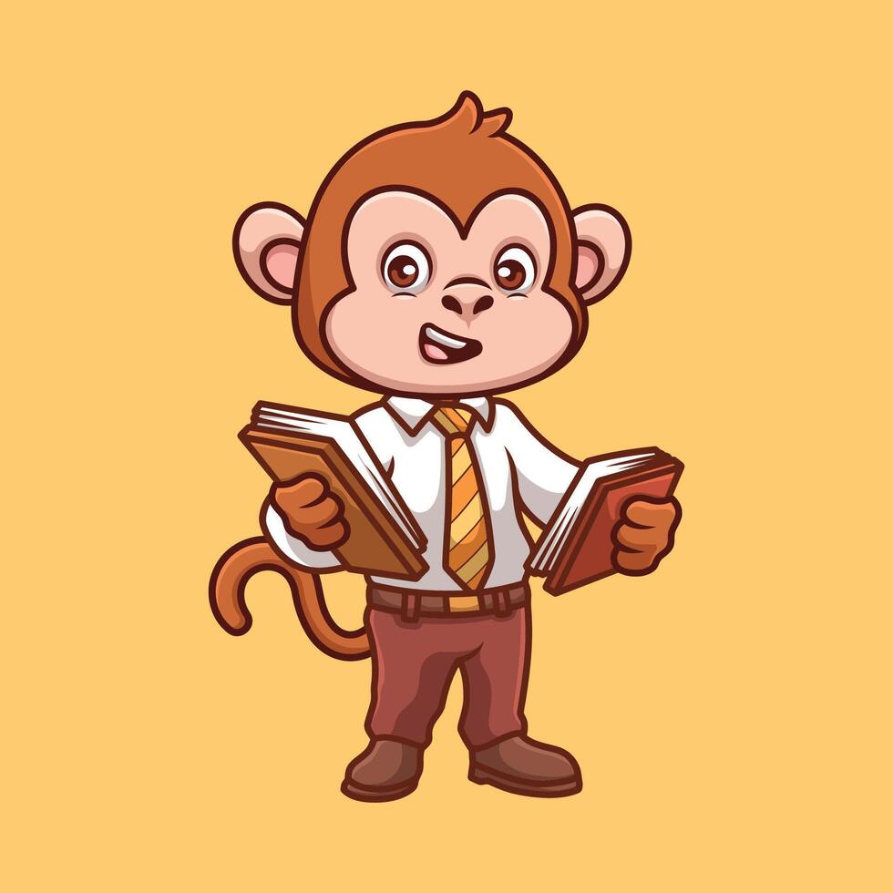 insegnante scimmia carino cartone animato vettore