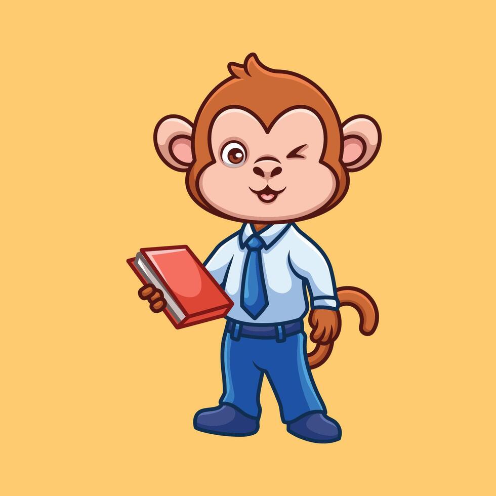 insegnante scimmia carino cartone animato vettore