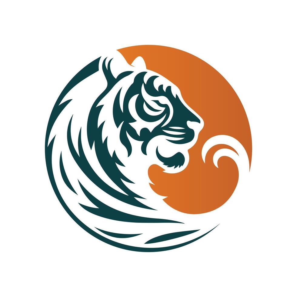 illustrazione vettoriale di design del logo della tigre ruggente