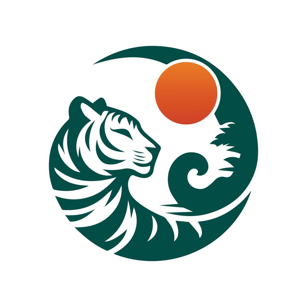 illustrazione vettoriale di design del logo della tigre ruggente