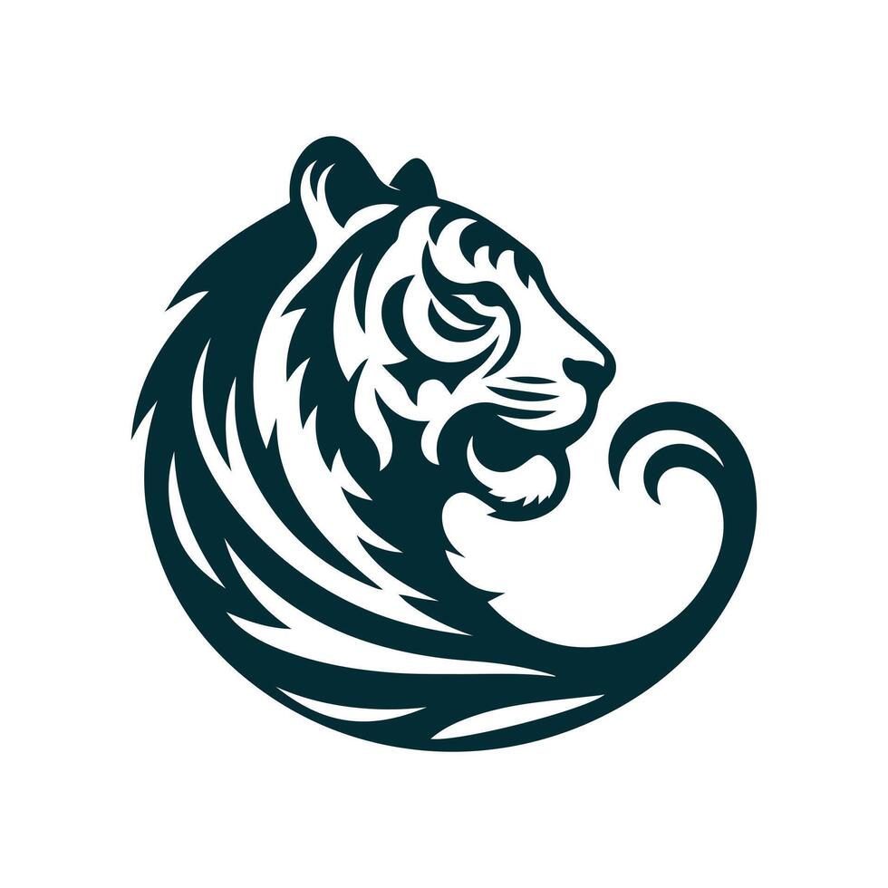 illustrazione vettoriale di design del logo della tigre ruggente